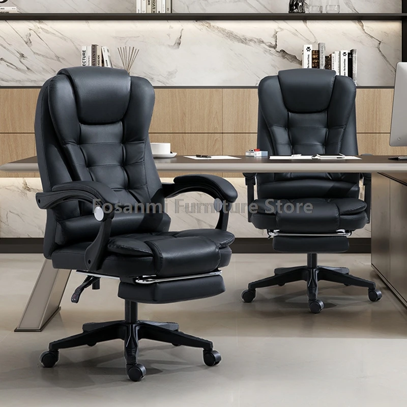 Office Desk Chair Big and Tall Boss Office Chair with Armrests Leather Computer Chair Ergonomic Reclining Gamer Chair High Back