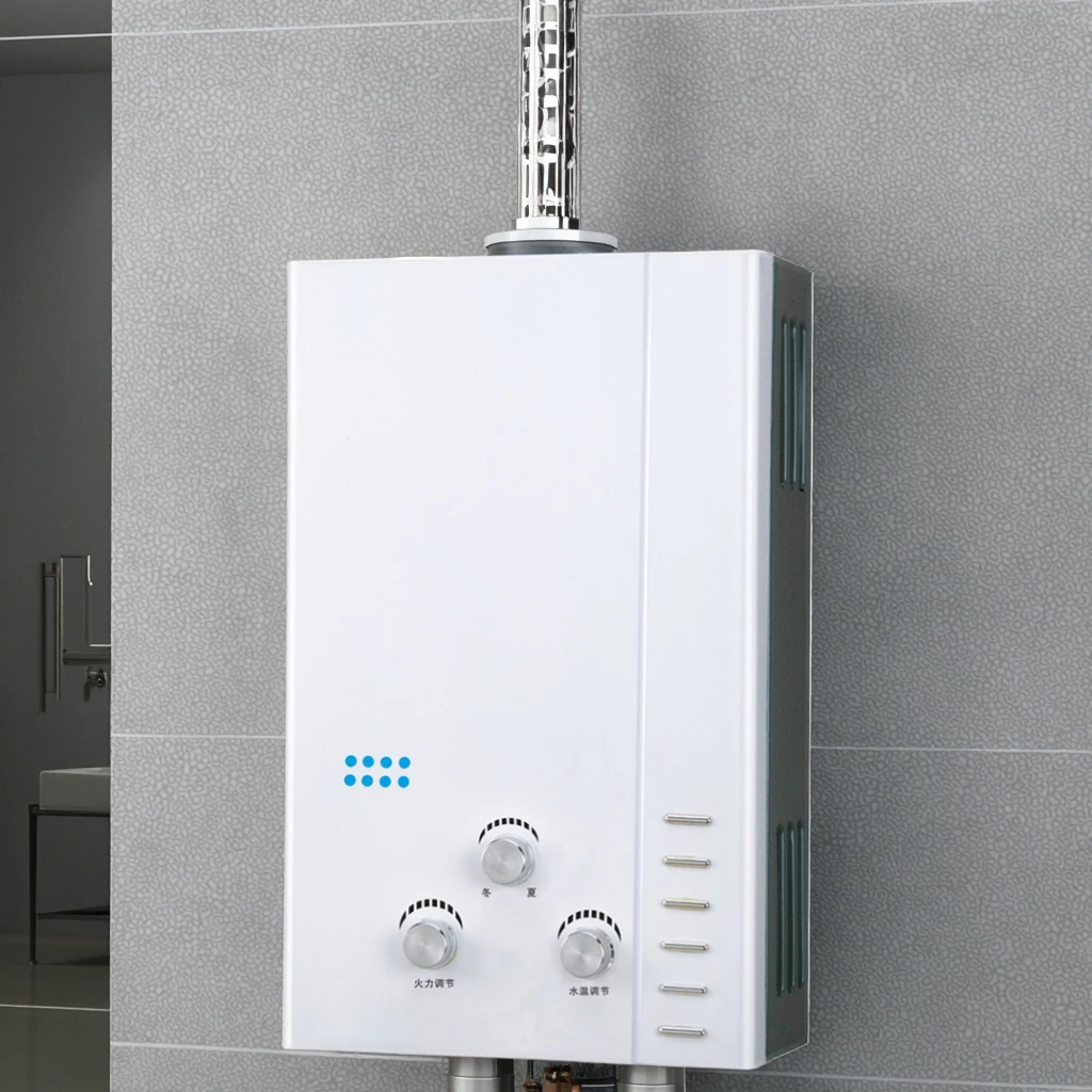 سخان مياه يعمل بالغاز ممتاز سعة 6 لتر لعام 2025 - دش ساخن فوري من البروبان (استخدام خارجي/سيارة، مبادل حراري نحاسي، معتمد من CE)