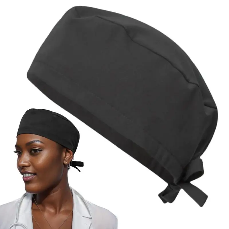 Medical Hat Long Hair Cordlock Nursing Scrub Caps for Women and Men Cotton Soft Chef Dental Surgeon Sanitary Surgical Hats