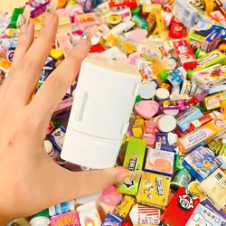 1:12 Mini Dollhouse White Refrigerator With Food Set Kitchen Toys Miniature Furniture Fridge Decorations For Kids Gift