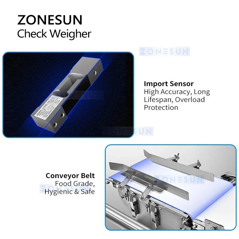 ZONESUN Industrial Multistage Checkweigher Machine Inline Checkweigher Automatic Weighers for Food Packgaing ZS-CWFD