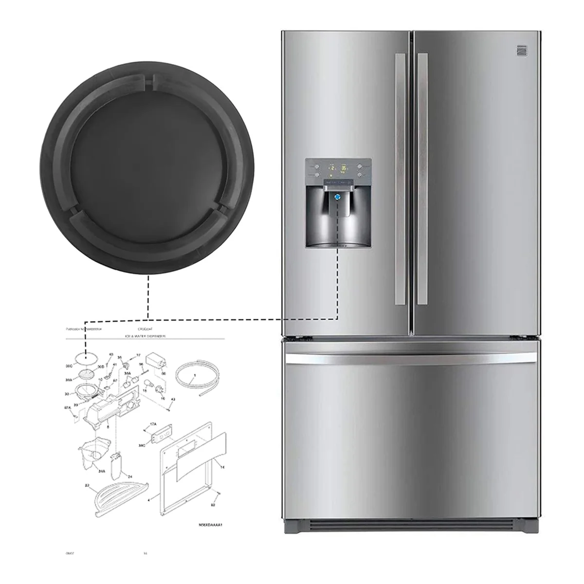 ABXHH 241688701   Pengganti Segel Pintu Saluran Es Dispenser Kulkas 5304421629 , Penutup Pintu Dispenser untuk