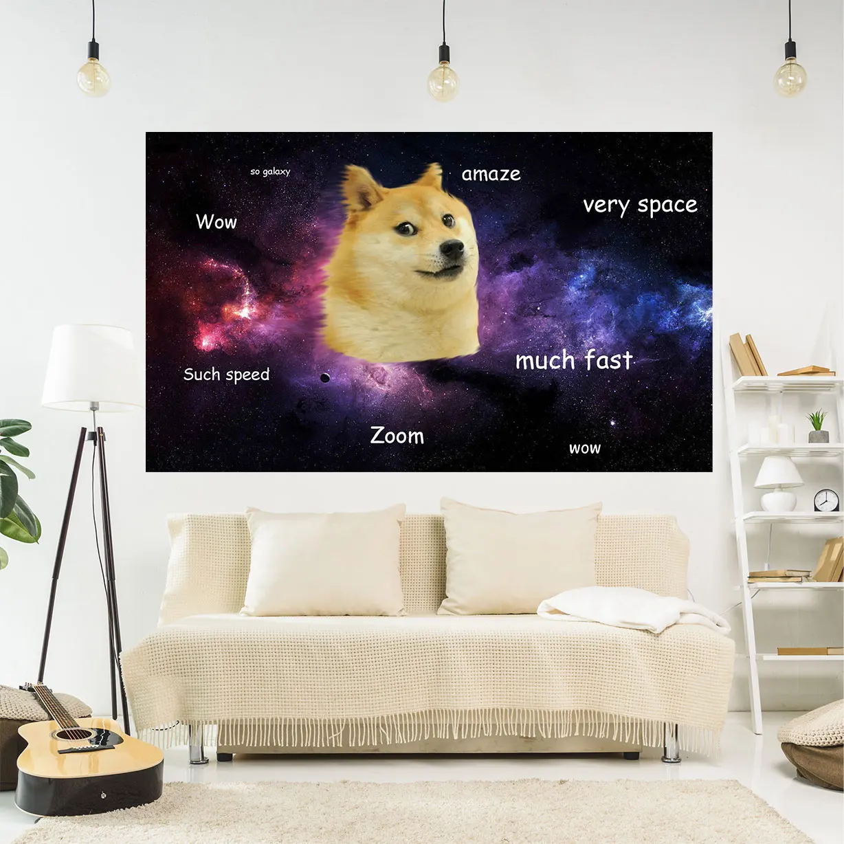 

Funny Background Cloth Galaxy Dog And Crying Frog Printed Wall Hanging Tapestries Humor Home Decorative