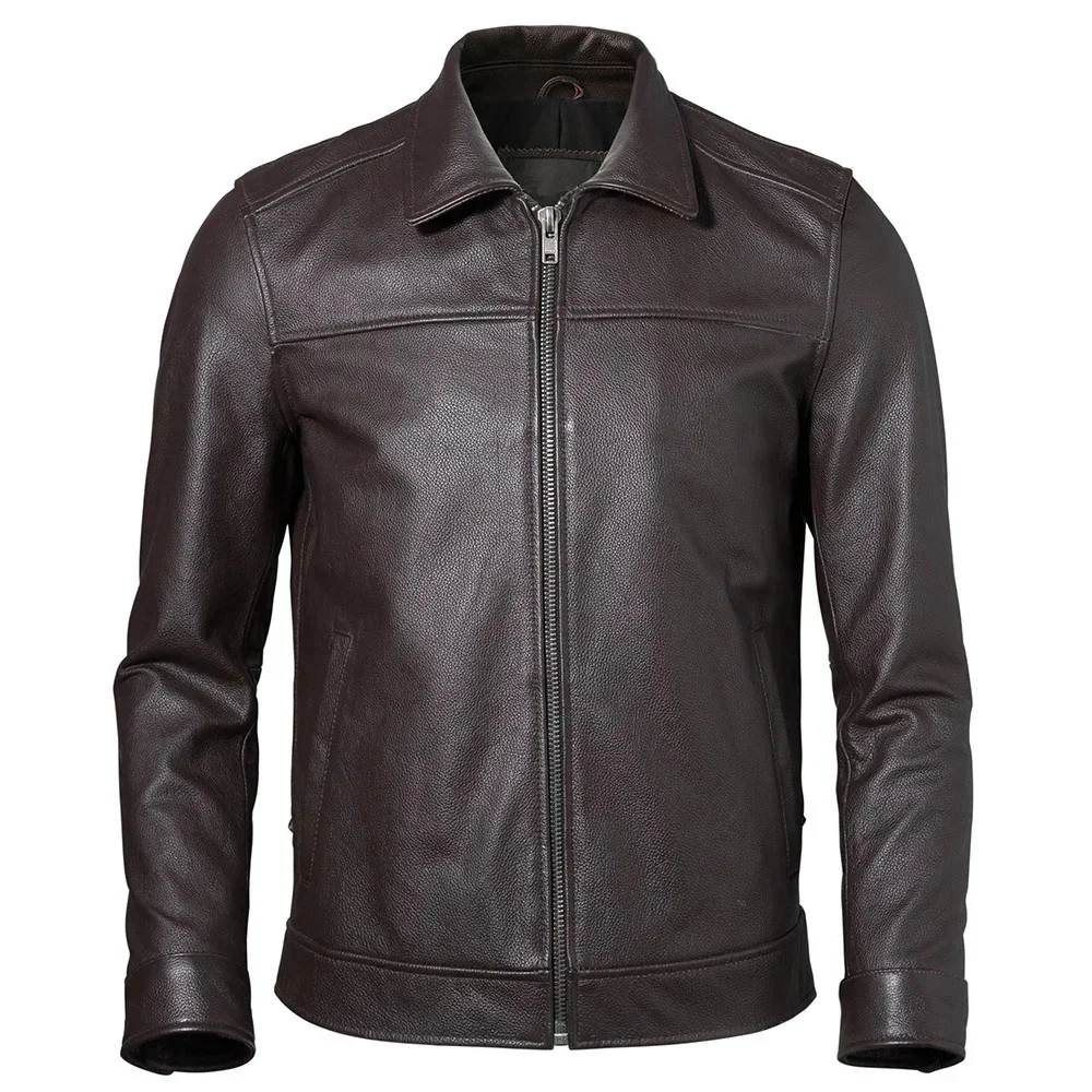 Men's Leather Jacket 100% Natural Cowhide Man Real Coat Male Clothing Autumn Spring Asian Size M601