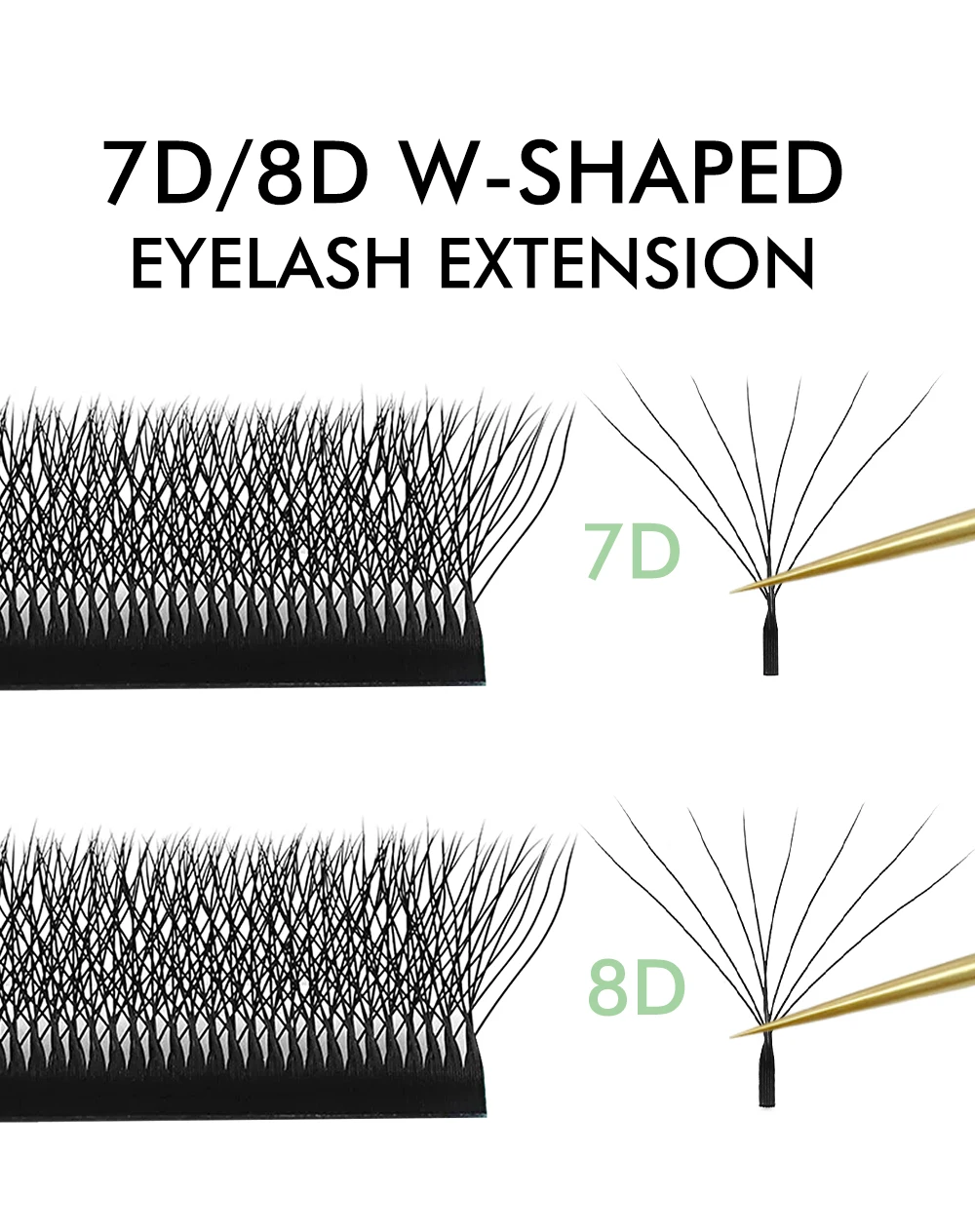 NATUHANA W-Form Vorgefertigte Volumen-Wimpernverlängerungen 5D-8D Weiche Faux-Nerz Natürliche Salon-Wimpern – Detail 6