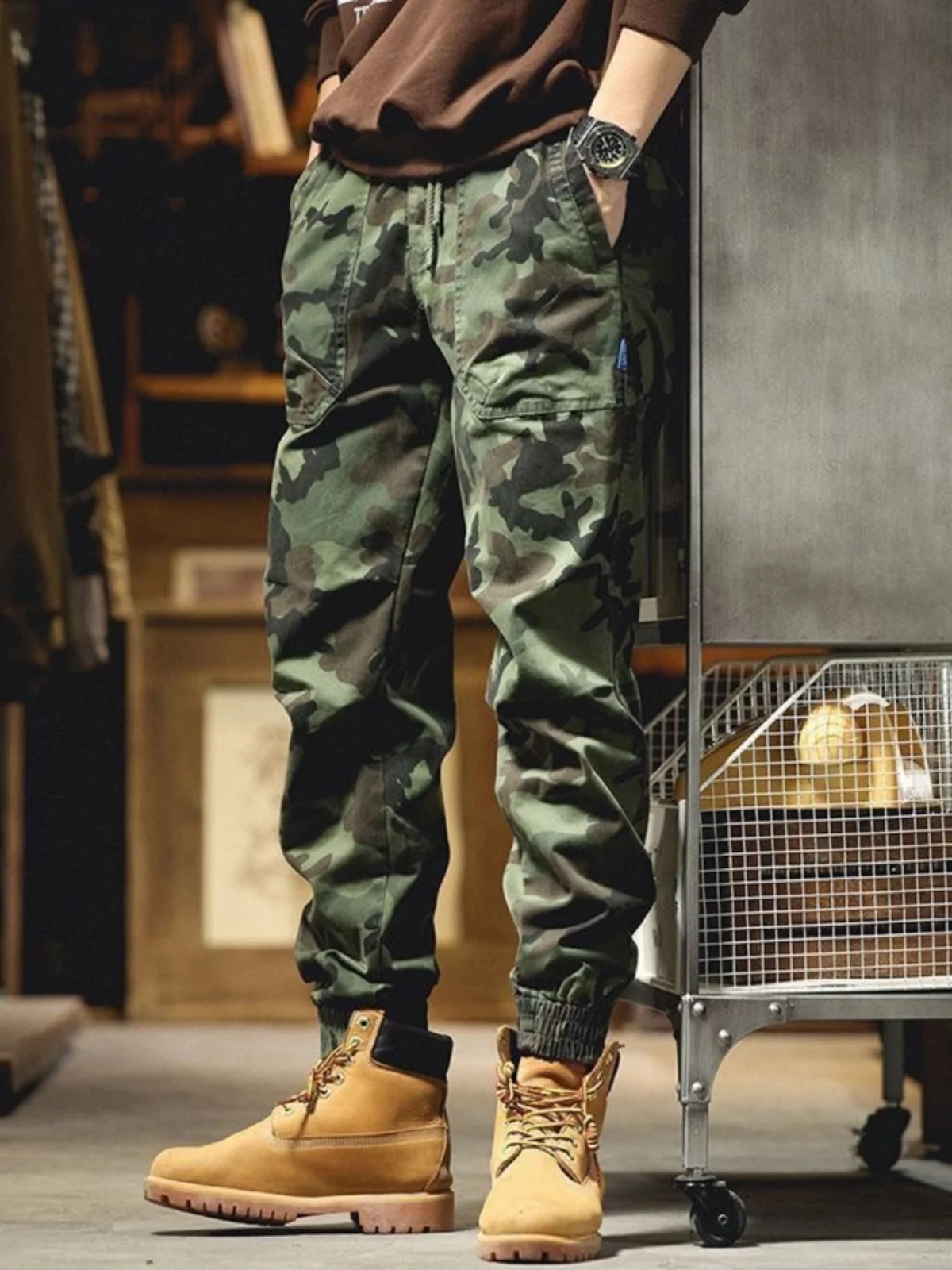 

Camouflage Work Trousers Loose Fit Outdoor Men's Spring Autumn Style Durable Cotton Polyester Casual Long Pants