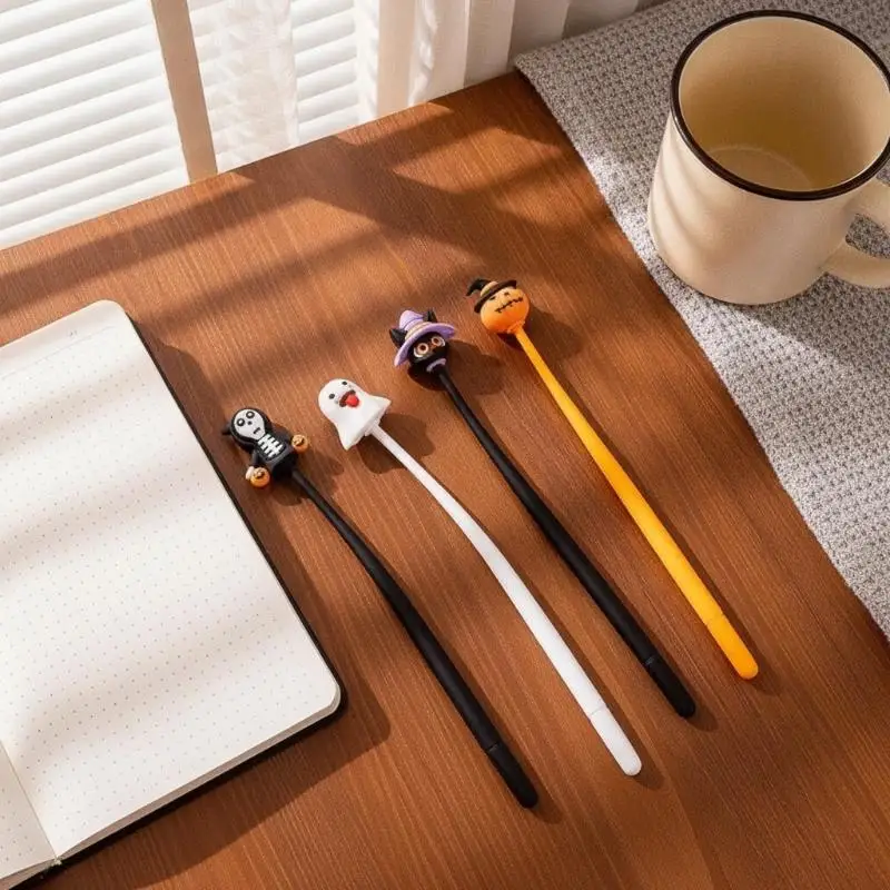 Halloween Gel Pens 4/10Pcs 0.5mm Fine Tip Cute Ghost Pumpkin Skeleton Design Smooth Writing Pen for School Office Supplies