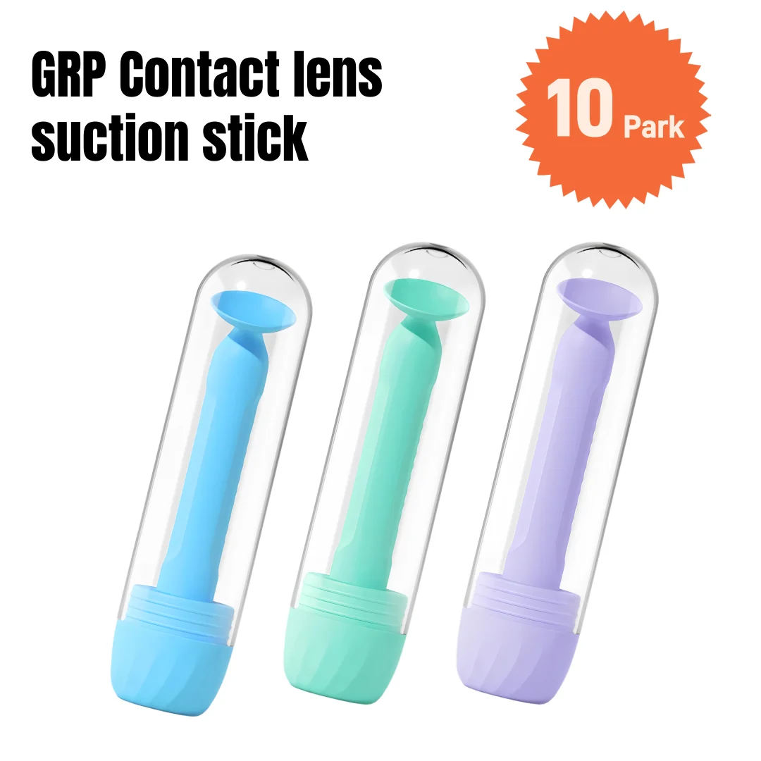 10 Peças Aplicador de Lentes de Contato de Silicone com Ventosa para Lentes de Contato Rígidas RGP, Kit de Viagem