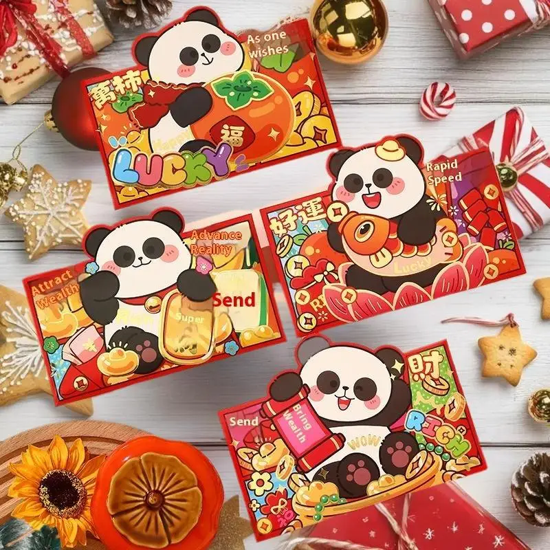 2026 envelopes vermelhos do ano do cavalo (4 peças) - pacotes de dinheiro da sorte do ano novo chinês para crianças, conjunto de presente do cavalo do zodíaco