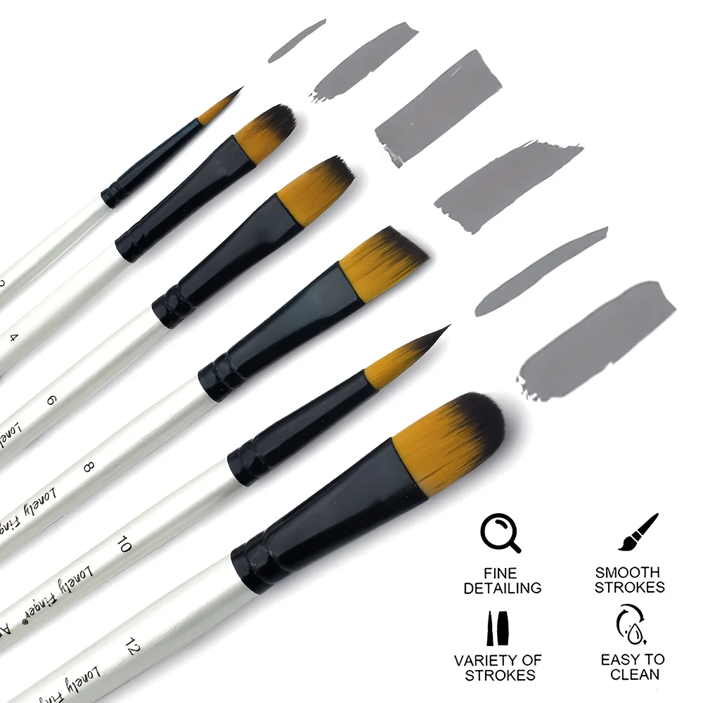 6-teiliges Künstler-Pinselset - Premium Nylonspitzen mit Holzgriff, perfekt als Geschenk für die Schulanfangssaison