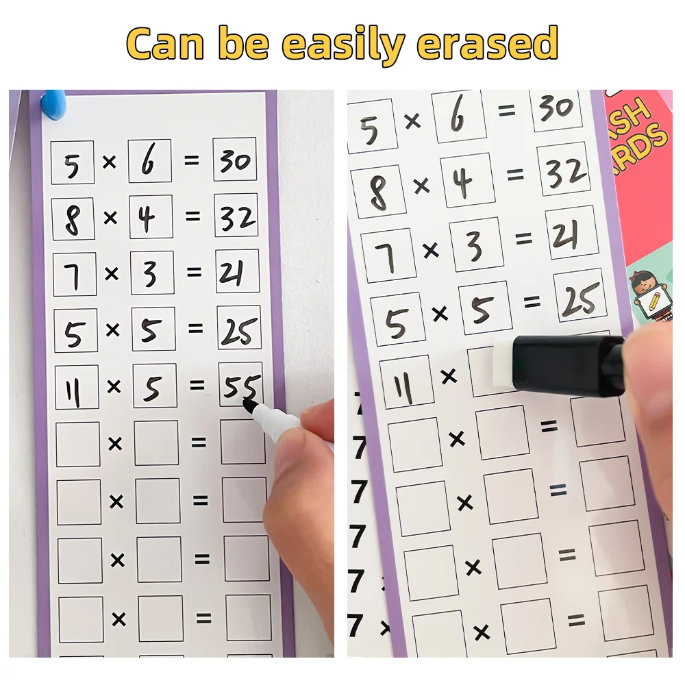 Self Check Math Learning Tool, 0-12 Times Table Cards, Gráficos de multiplicação, Montessori, Formação Matemática, Ensino Aids