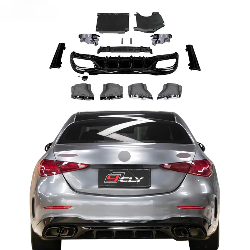 

CLY Car For Benz C-Class W206 upgrade C63 AMG diffuser and exhaust pipe 2022-2023