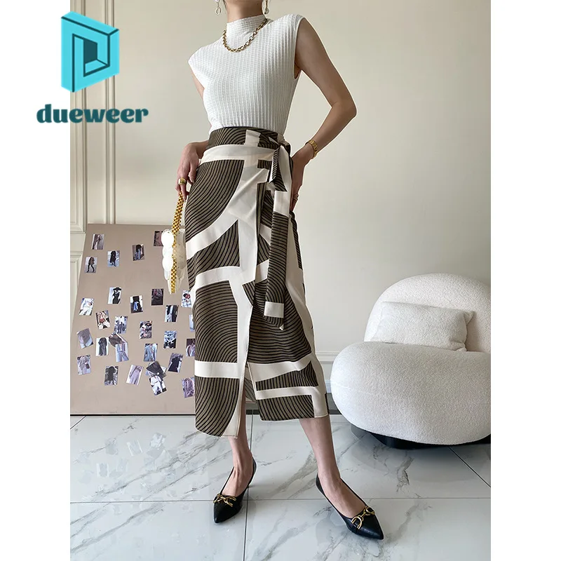 

DUEWEER Summer Bodycon Midi Skirt Party Outfits for Women Wrap Long Skirts Korean Fashion Aesthetic Streetwear Evening Dresses