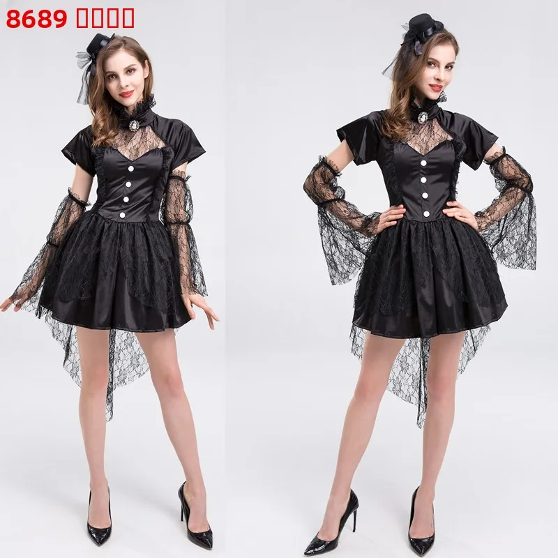 أزياء الهالوين الساحرة Bla V-Ne أداء تنكر طويل Dr المرأة يتوهم Dr Par الزي الصيني الصانع #4