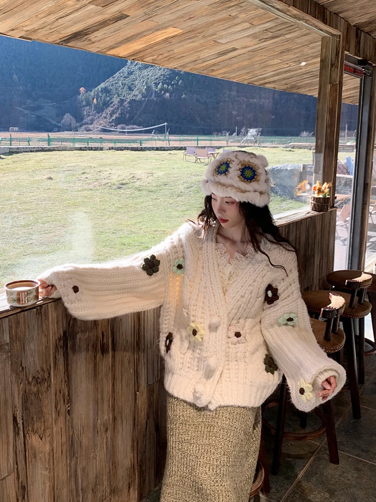 

Утепленный вязаный кардиган-пальто женский осенне-зимний, в стиле оверсайз, с эффектом высокого качества, с рукавами-фонариками, на пуговицах, длинный