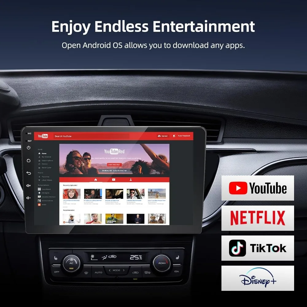 Wireless Streaming Device for CarPlay and Android Auto, Supports Media Streaming, USB & TF Cards, USB A & C Compatibility view 2