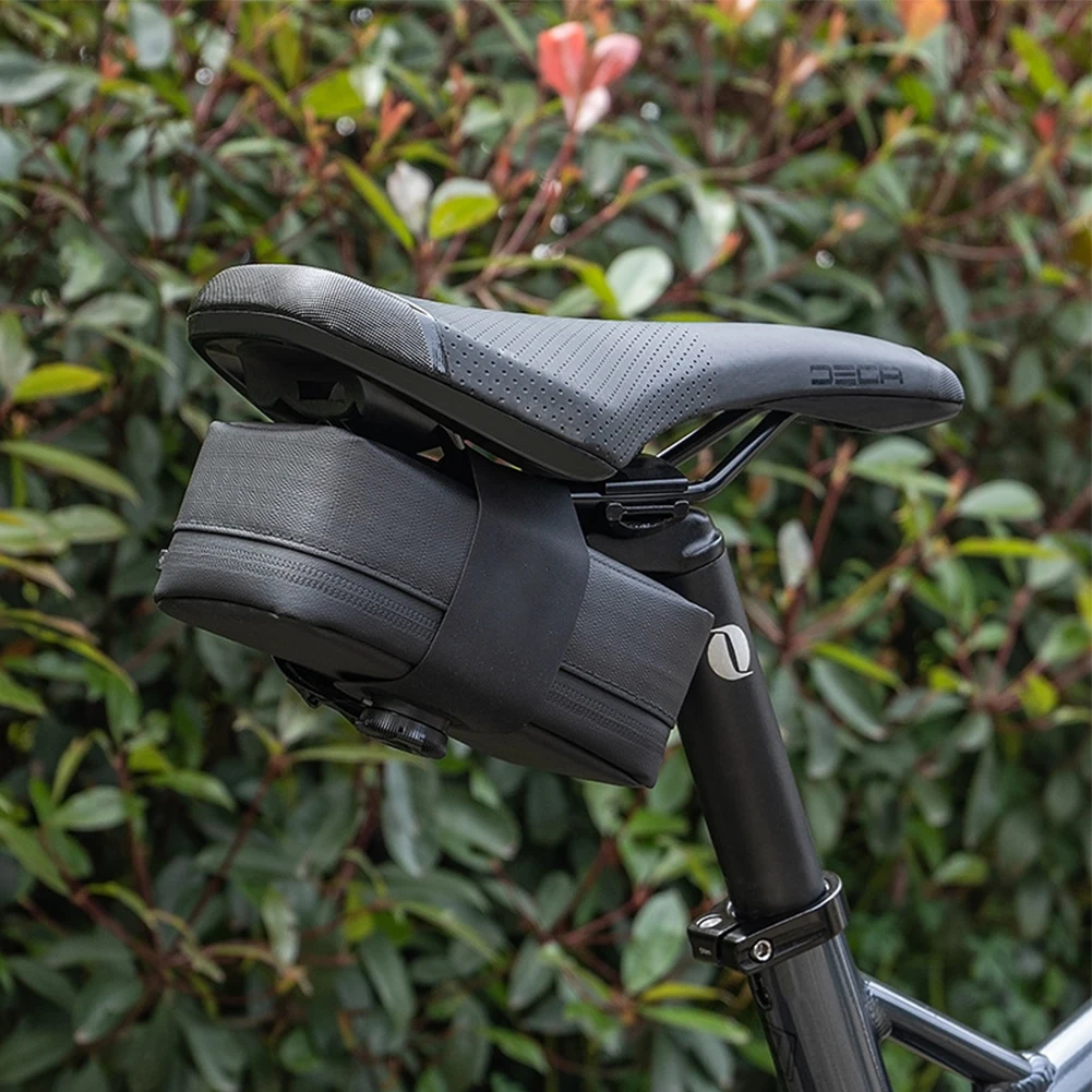 

PU Bike Seat Bag Cycling Seat Bag Large Capacity Strap-On Bike Pouch Waterproof Multi-compartments for Mountain Road Bikes