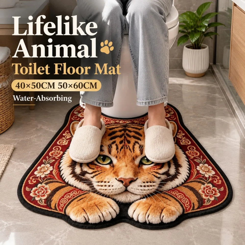 40×50CM 50×60CM Lifelike Animal Toilet Floor Mat Crystal Velvet Water-absorbing Toilet Rug Non-slip Washable Toilet Floor Mat