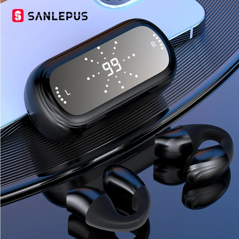 SANLEPUS auricolare cuffie Wireless Open-Ear auricolare Bluetooth auricolare sportivo a conduzione ossea auricolari TWS con microfono chiamate HD