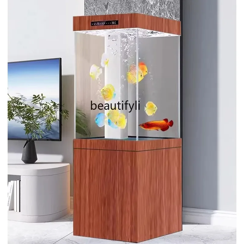 

Fish Tank Living Room Ecological Bottom Filter Floor Wall Home Landscape Super White Glass Vertical Square Aquarium H