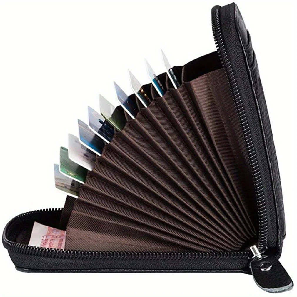 1-teiliges Kartenetui aus Leder mit Münzfach mit Reißverschluss, langlebig und langlebig, tragbar, perfekt für den täglichen Pendelverkehr – Detail 4