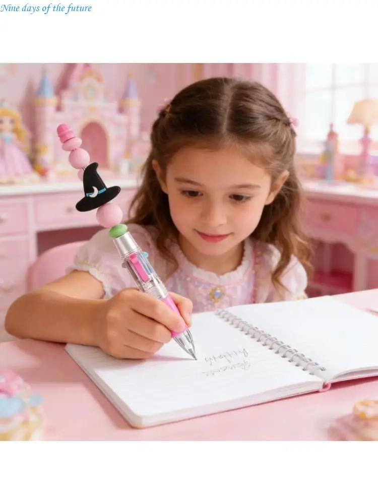 

12Pcs Handmade Multicolor Beadable Pen 4-Color-in-1 Ballpoint Pen for Student Children Creative Crafting Project E65A
