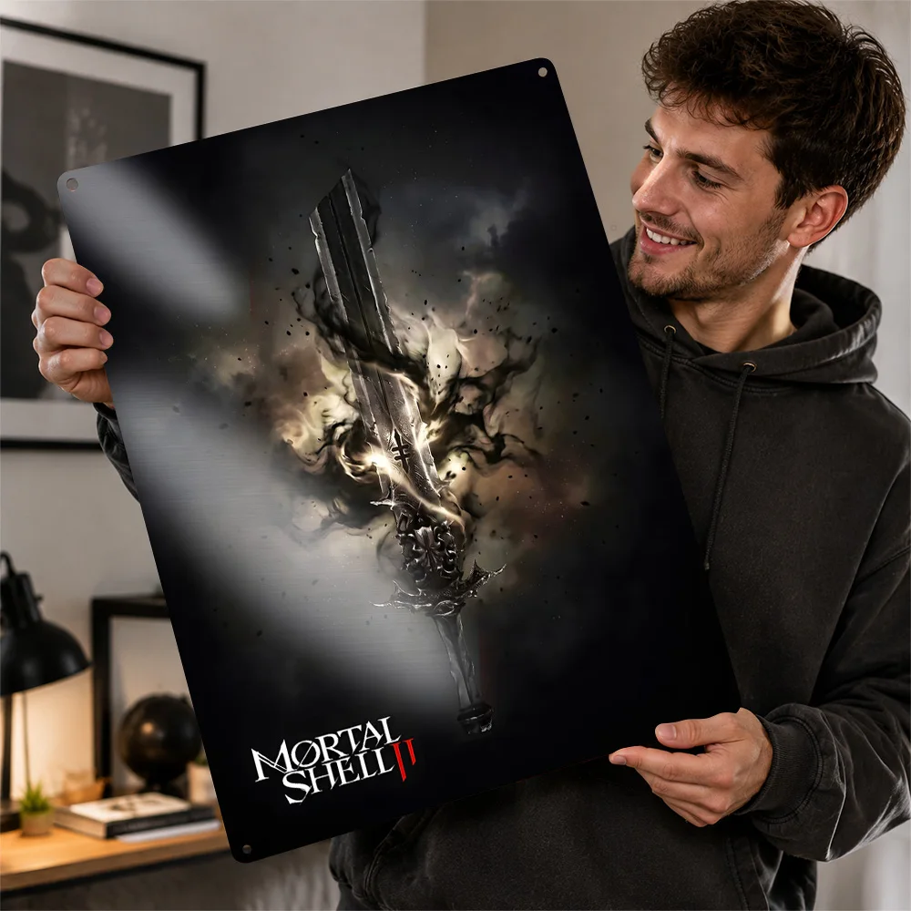 Mortal Shell II Dark Glowing Greatsword Printed Poster Graphic Wall Art For Bedroom Customized Aluminum Metal Sign Birthday Gift