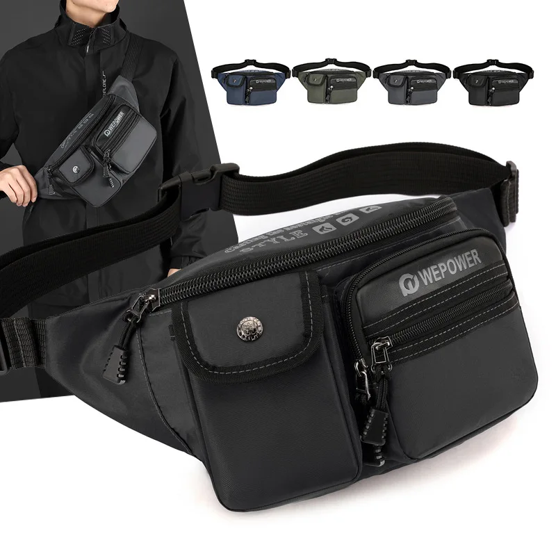 Men function wind waist bag simple and light cross-body shoulder multi-layer outdoor storage chest bag