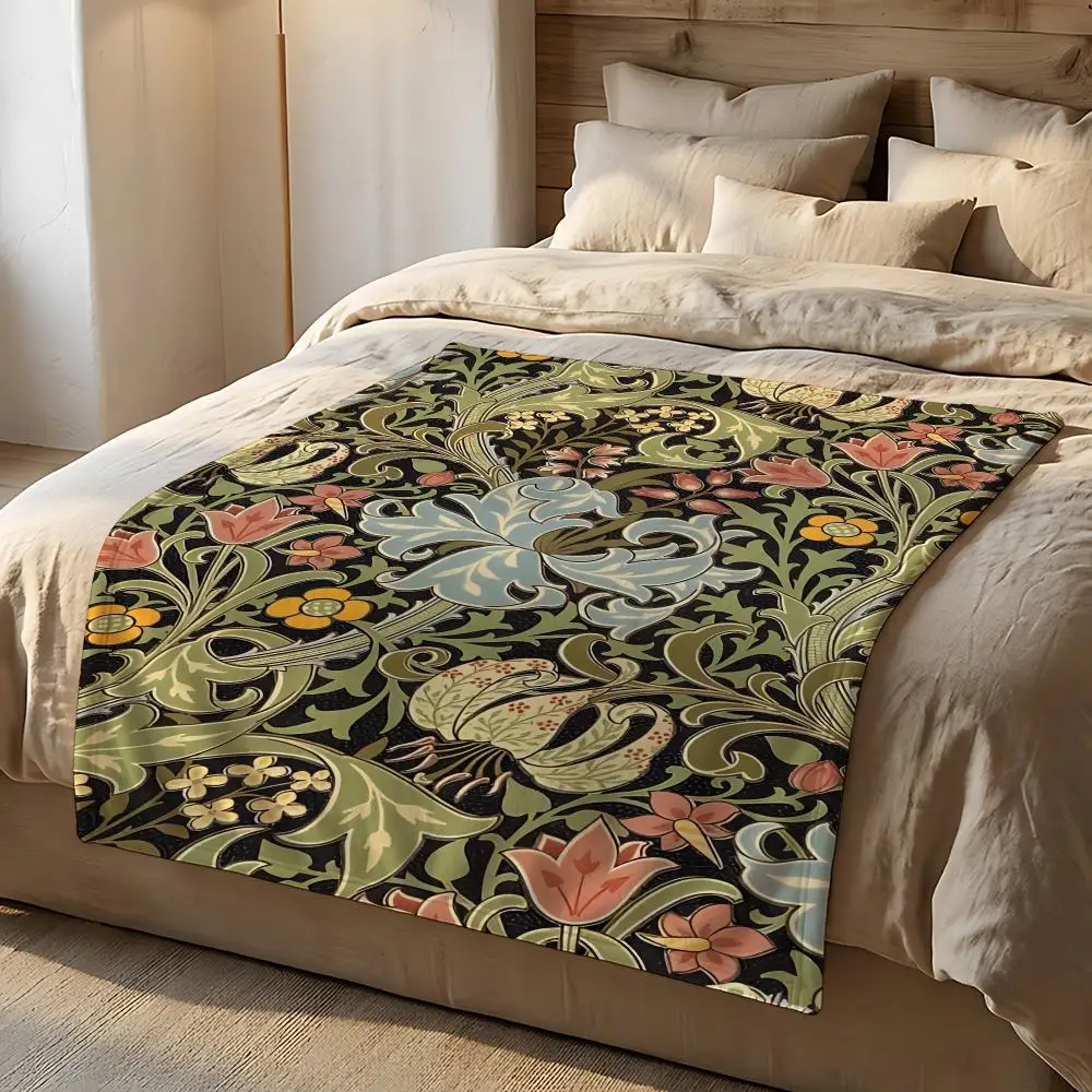 Artist William Morris Throw Short Plush Throw Blanket Soft Skin-Friendly Multi-Scene Home Office