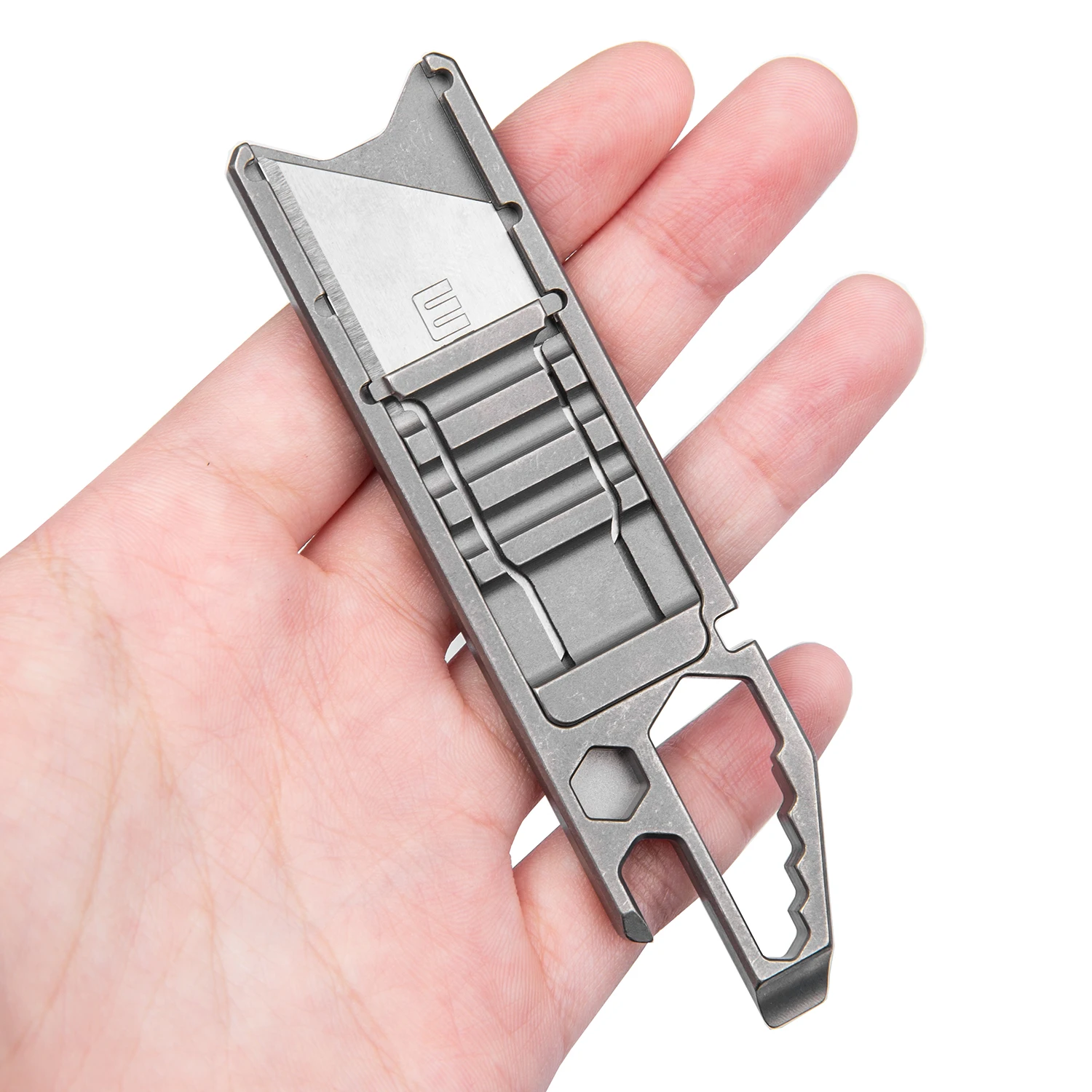 Titanium Alloy Utility Knife Multi-function Tool EDC Portable Outdoor Sliding Blade Knife Metal Ruler Bottle Opener