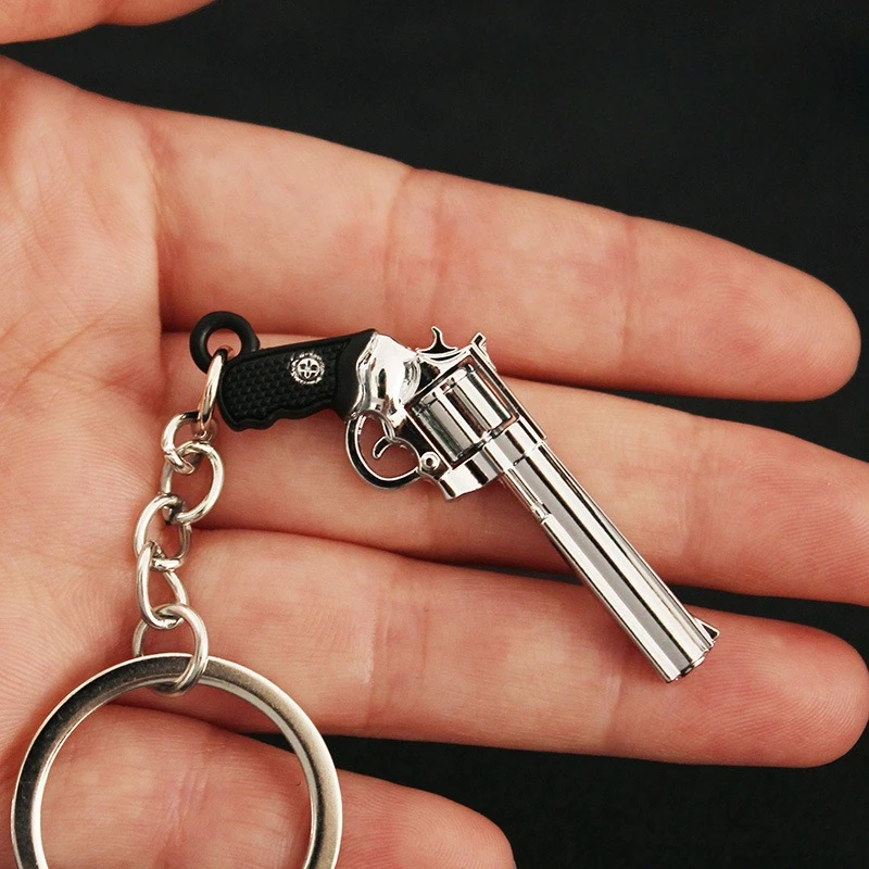 5cm Mini Pistol Gun Metal Keychain Pistol Revolver Shooting Gun Keychain Fidget Toy Gun Toy Christmas Gift DecorationToys