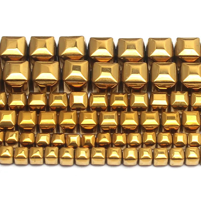 Coated Square Gold Plated Hematite Beads Natural Stone Spacer Beads For Jewelry Making 15inch 3/4/6mm Spacer Beads Diy Bracelet image 3