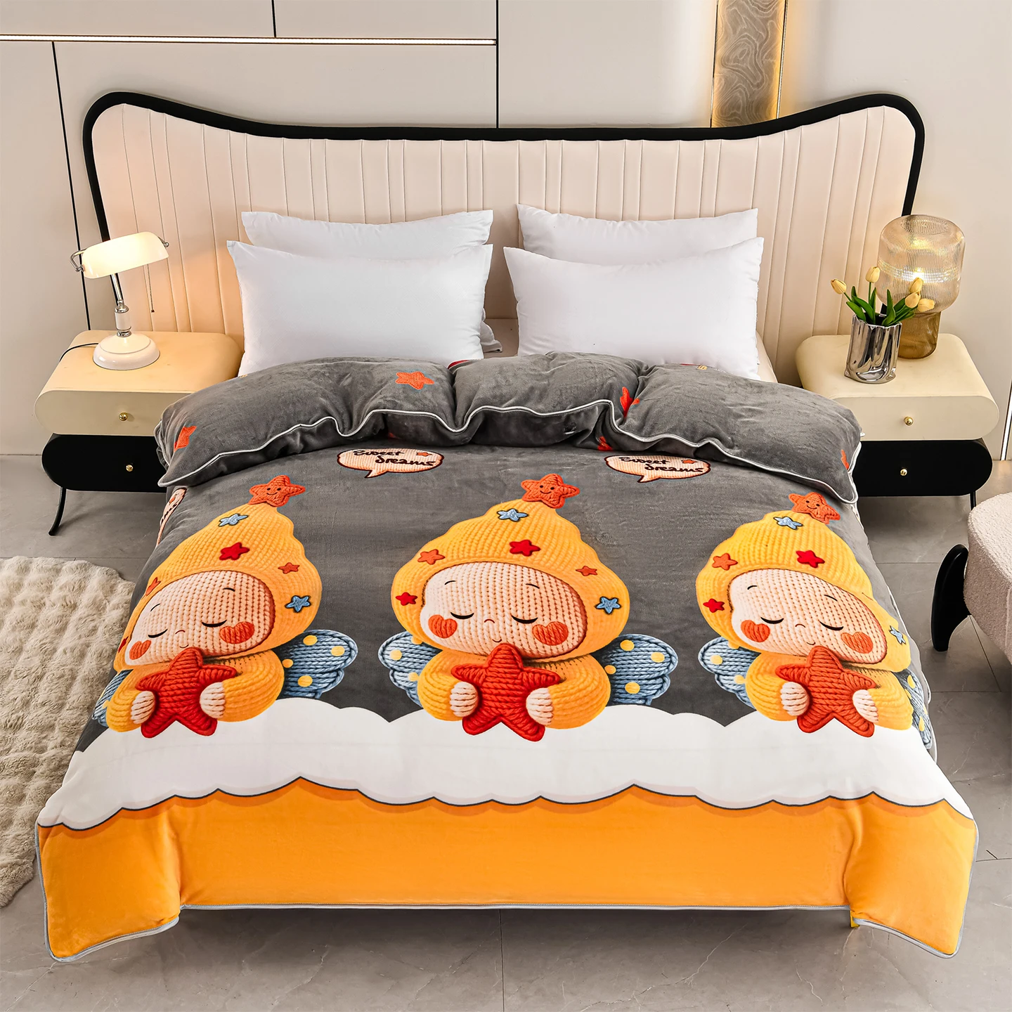 Winter Fleece duvet cover Warm Printed Quilt cover bed 150 for girl kids Luxury queen Single king size blanket cover with zipper