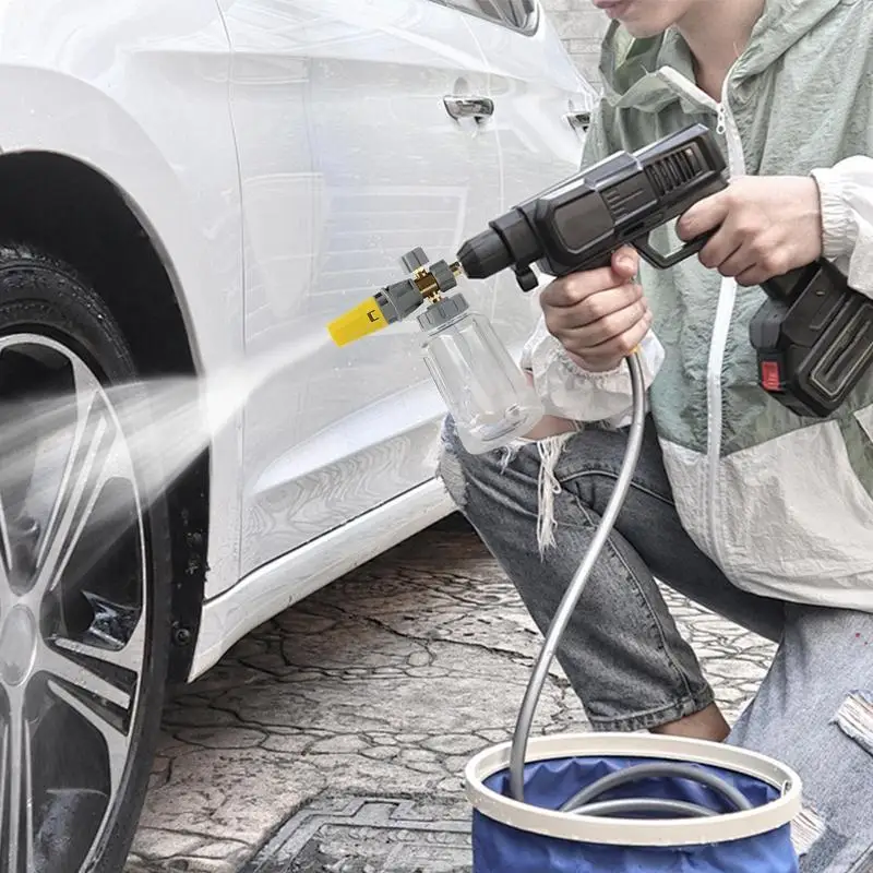 

Water Hose Foam Cannon Professional Car Foam Sprayer Transparent Body 1 Liter Soap Bottle Adjustable Nozzle With 1/4 Inch