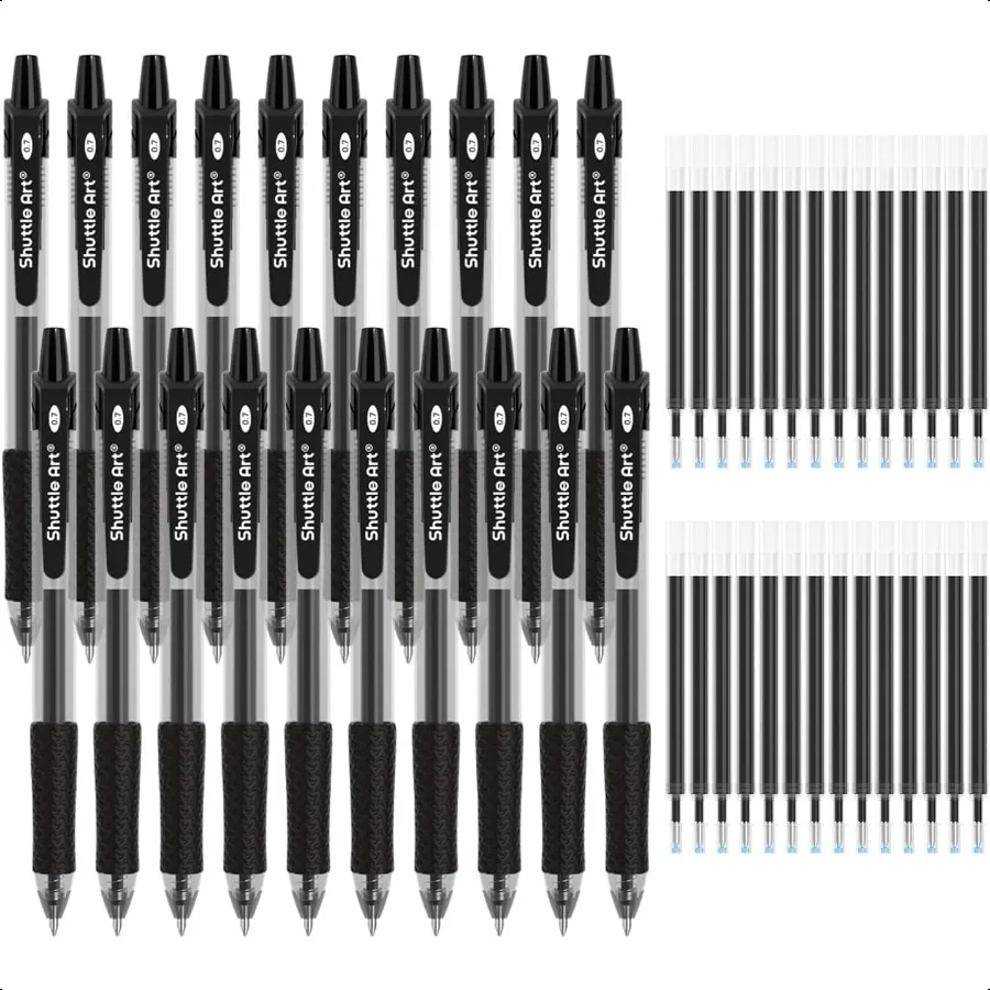 

Black Gel Pens 48 Pack 20 Pens with 28 Refills Retractable Medium Point Rollerball Gel Ink Pens Smooth Writing with Comfortable
