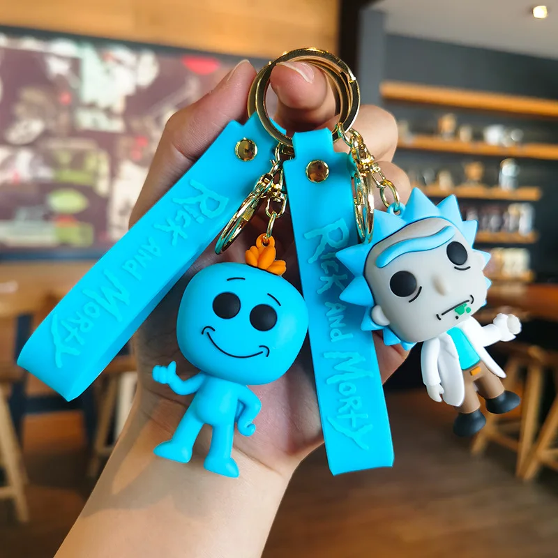 Rick and Morti Dolls Keychains Cartoon Anime Figures Keyrings Fashion Cute Car Bags Pendant Key Holders Kids Birthday Gift 2023