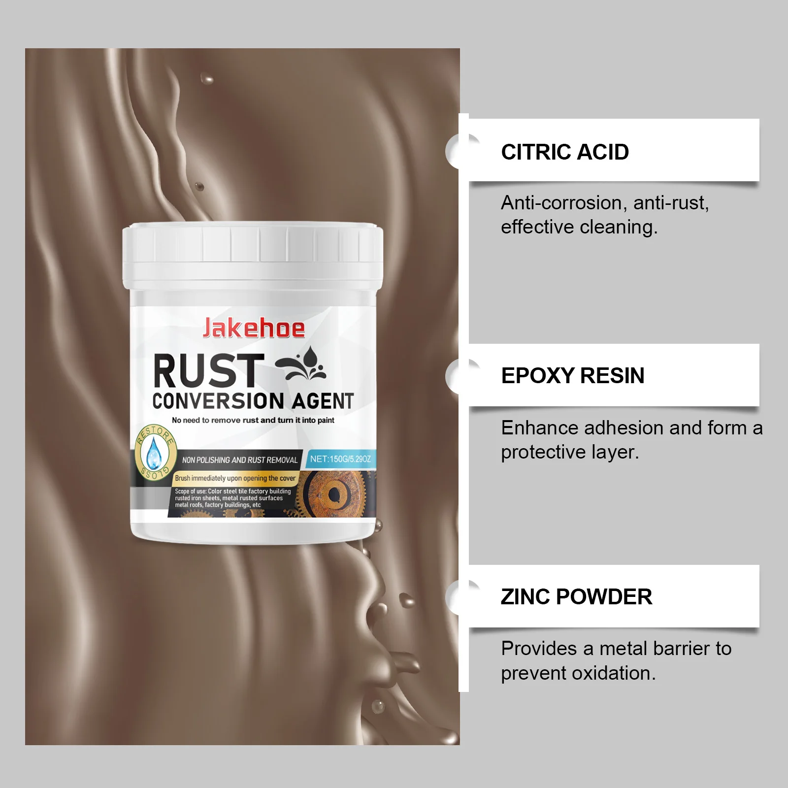 170g Metal Rust Remover Rust Renovator Multi Purpose Rust Removal Converter Anti-corrosion Car Coating Primer Rust Inhibitor