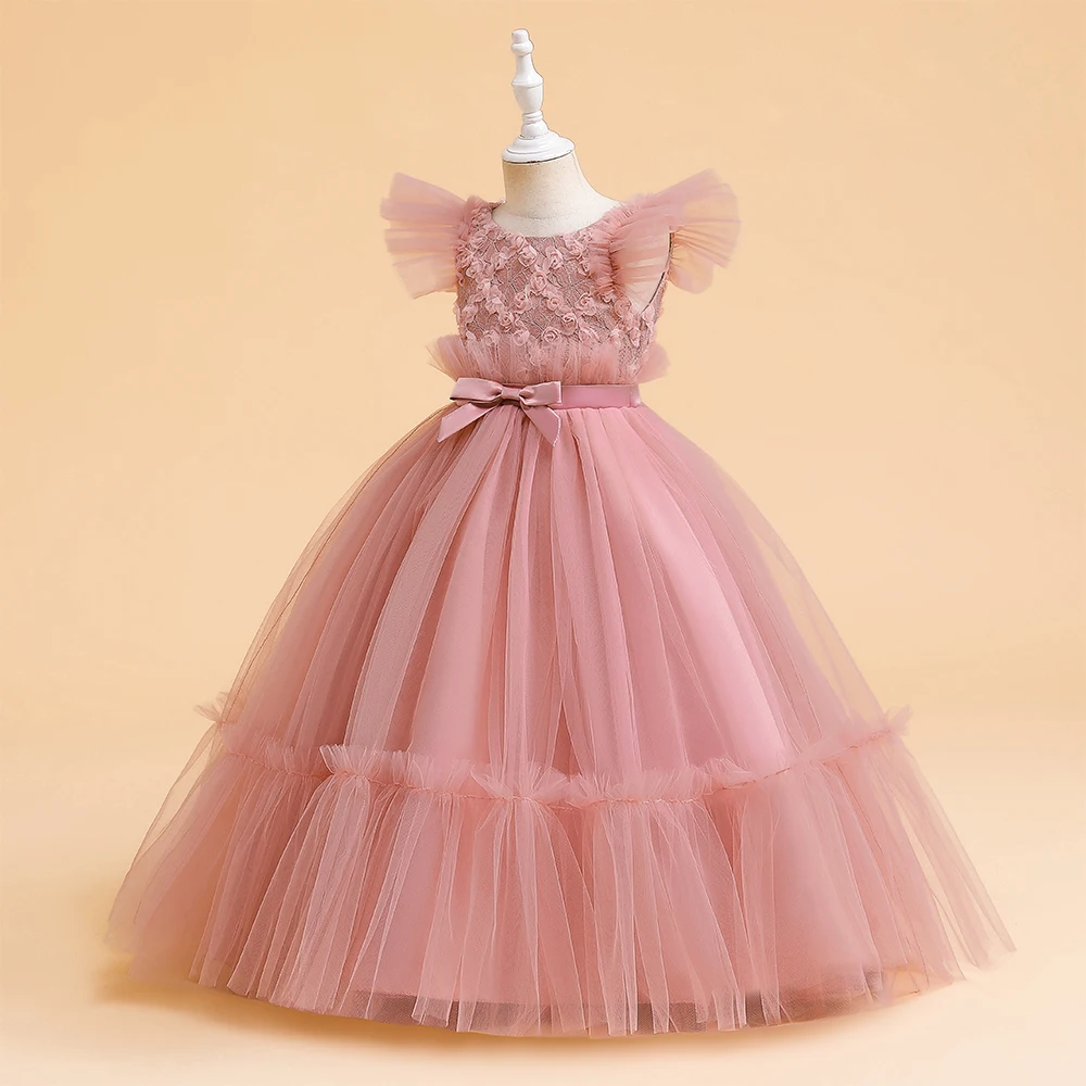 Vestido de madrinha de Natal feminino, Roupa de princesa infantil, Vestidos longos de festa, Comunhão, 13, 14 anos