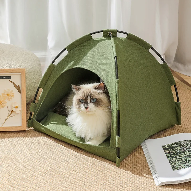 Pet Nest Tent Breathable Foldable Cat Outdoor Tent Solid Color Cat Nest Comfortable Portable Semi-enclosed All-season Cat House