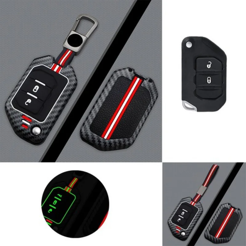

A+ Zinc Alloy Silicone Car Key Fob Case Cover For Jeep JLU JL Gladiator Wrangler