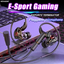 E-Sports Gaming Headphones with 2 Mics Type C&3.5mm In-ear Earphones Surround Sound Headsets with HD Mic Handsfree for Samsung