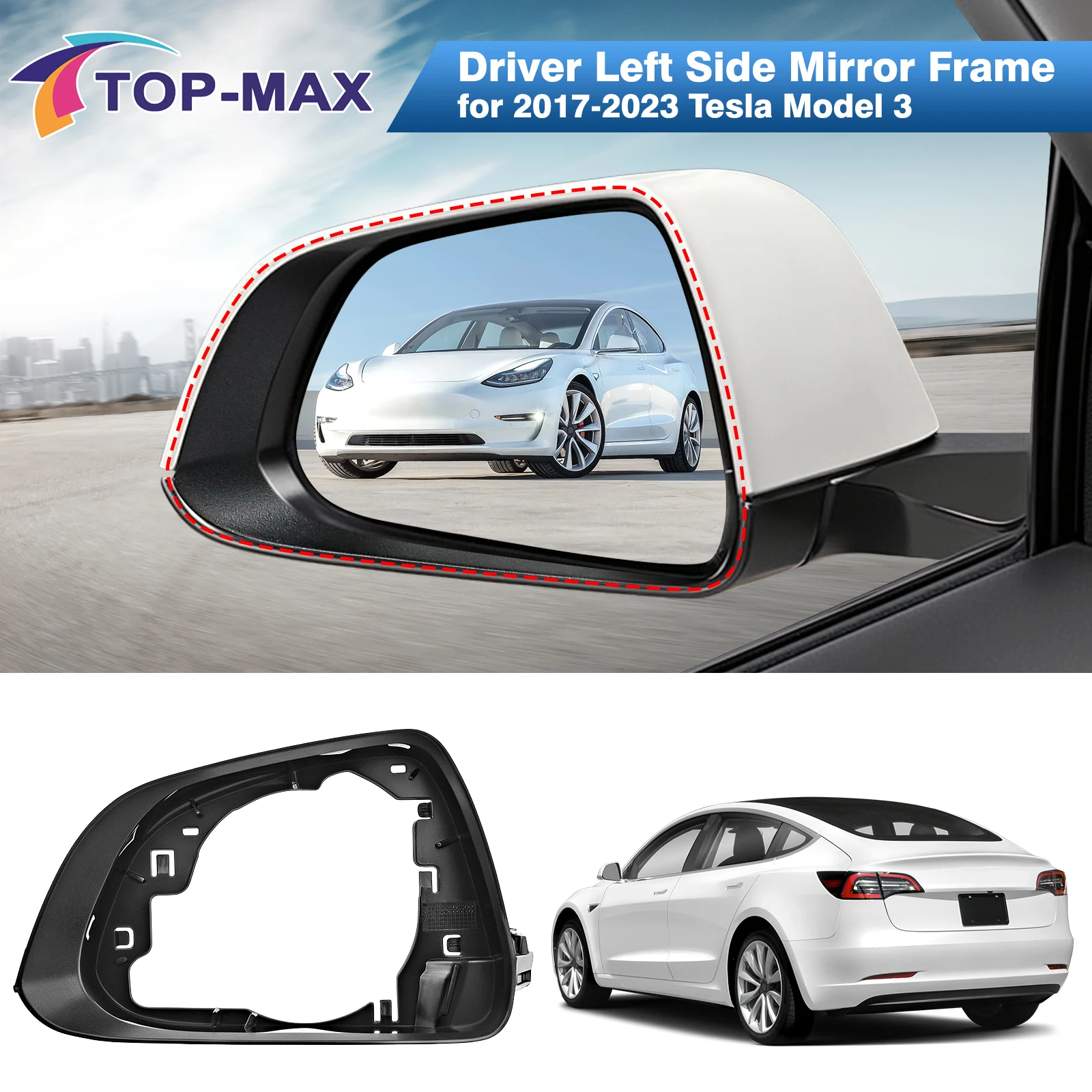 

Чехол на рамку зеркала заднего вида с левой и правой стороны для Tesla Model 3 2017 2018 2019 2020 2021 2022 2023