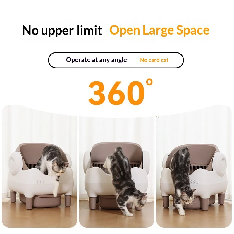 Caja de arena inteligente autolimpiante con techo abierto para gatos