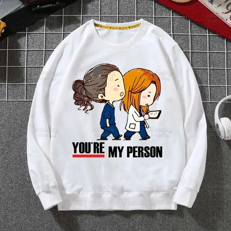 Greys Anatomy You're My Person Heart Hoodie Sweatshirts Men Women Pullover Harajuku Men's Hoodie Streetwear Casual Clothes