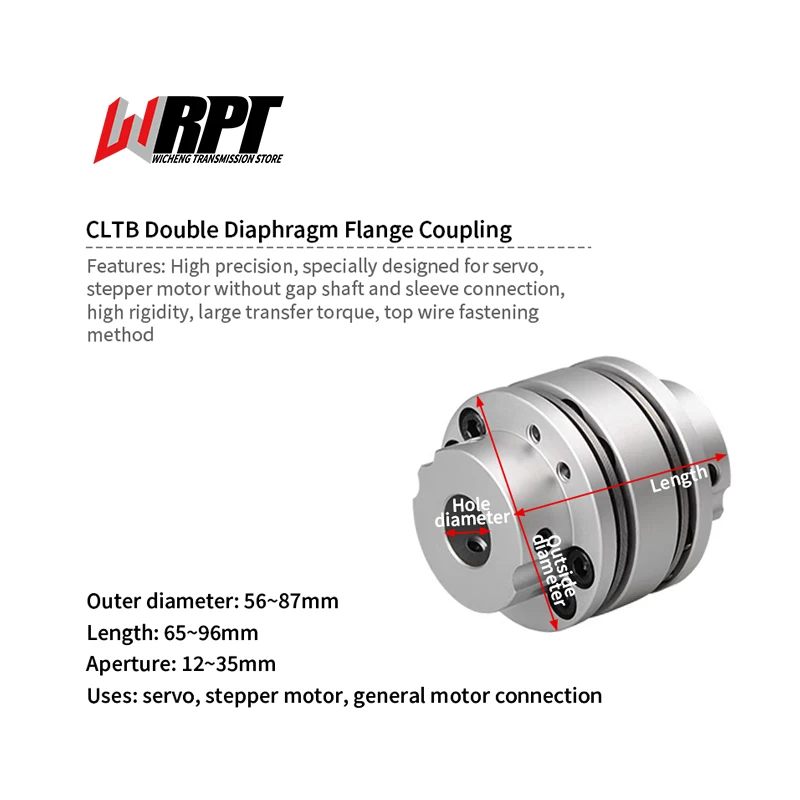 CLTB Top Wire Diaphragm Coupling High Torque 8-Hole Step Flange Connection CLTB-65X76 CNC Transmission Drive Parts