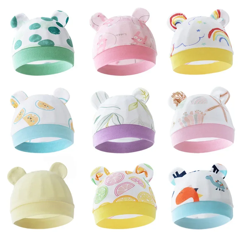 2024 New Candy Color Baby Hat Soft & Breathable Newborns Fetal Caps Fashionable Bonnet Comfortable Headwear for 0-3 Months