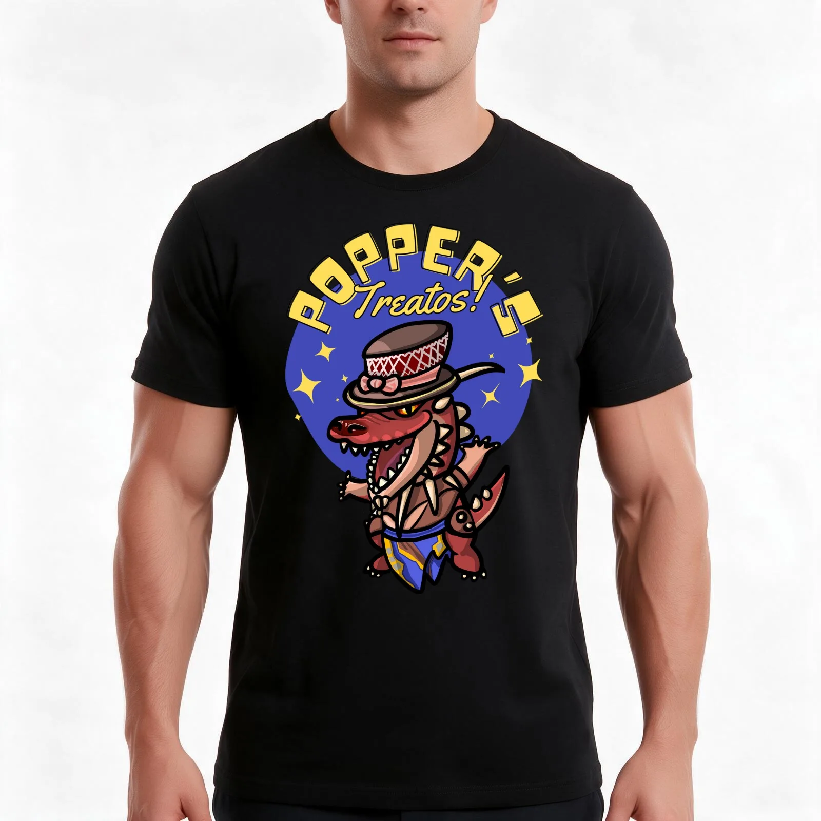 Popper's Treatos! (Popper Sells Good Stuff) T-Shirt, Summer Casual Cotton Tee, Oversized Streetwear Tops, Vintage Graphic Print