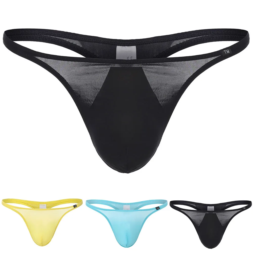 Men Sexy Thong Underwear High Elastic Underwear Low-waist Bulge Pouch Gay Erotic G-strings Thong Briefs Underpant