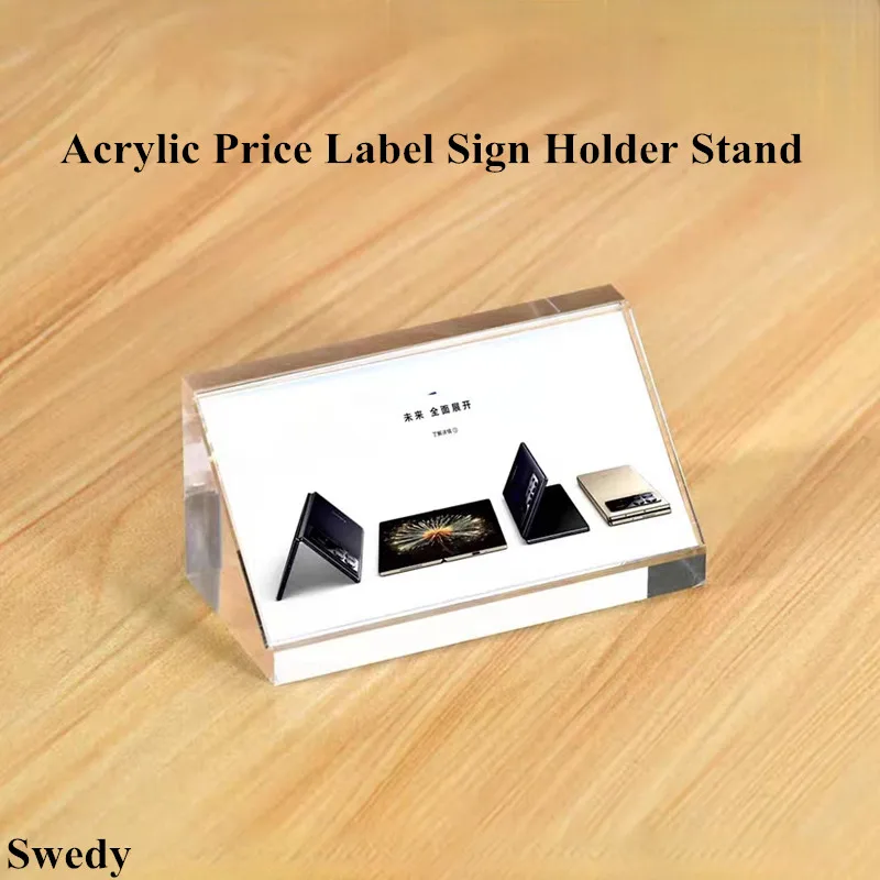 50x25mm Mini Acrylic Sign Holder Display Stand Table Number Menu Paper Holder Small Price Label Card Tags