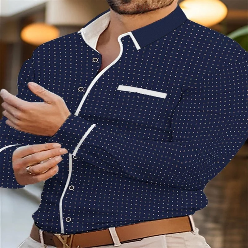 

Men's business collared shirt, casual outdoor office shirt, soft and comfortable street shirt, high-quality men's top